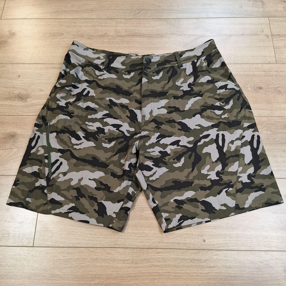 Killik Cargo Shorts Mens 40 10" Green Camo Microfiber Stretch Pockets Outdoor